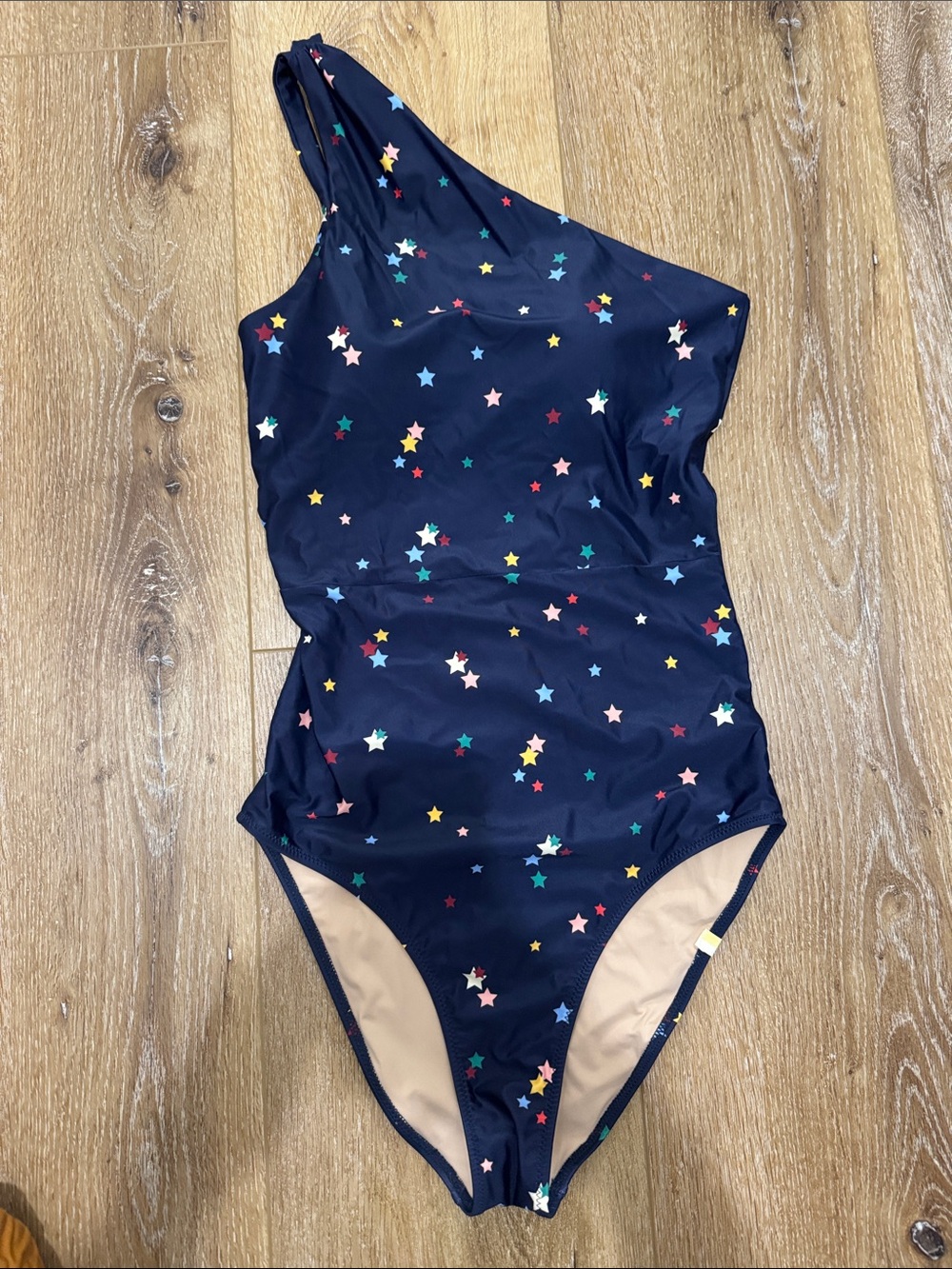 Summersalt sidestroke One-Shoulder Navy Star Print Swimsuit size 6LT